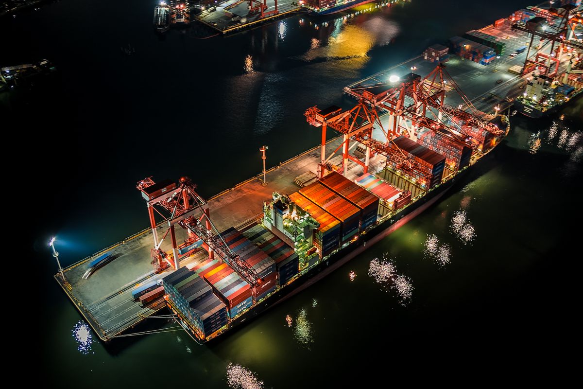 Cargo vessel being loaded